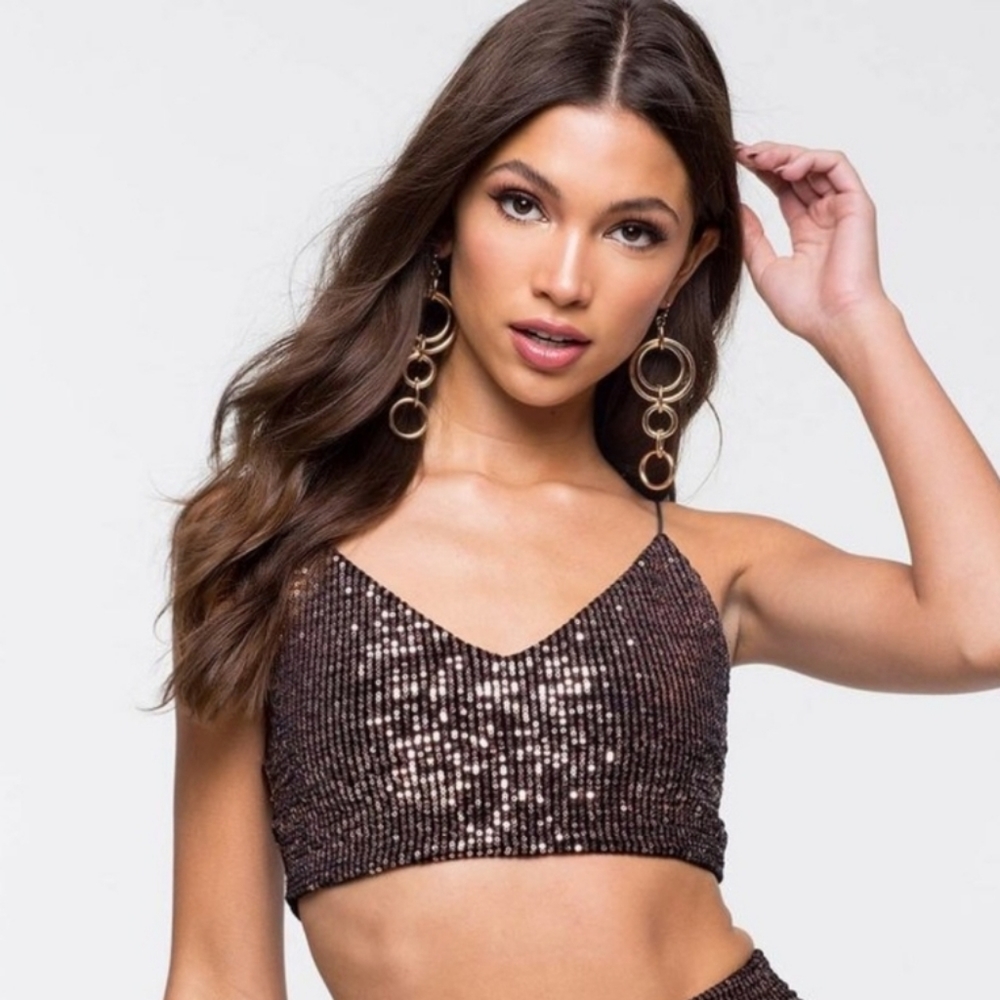 Chocolate Sequin Crop Top